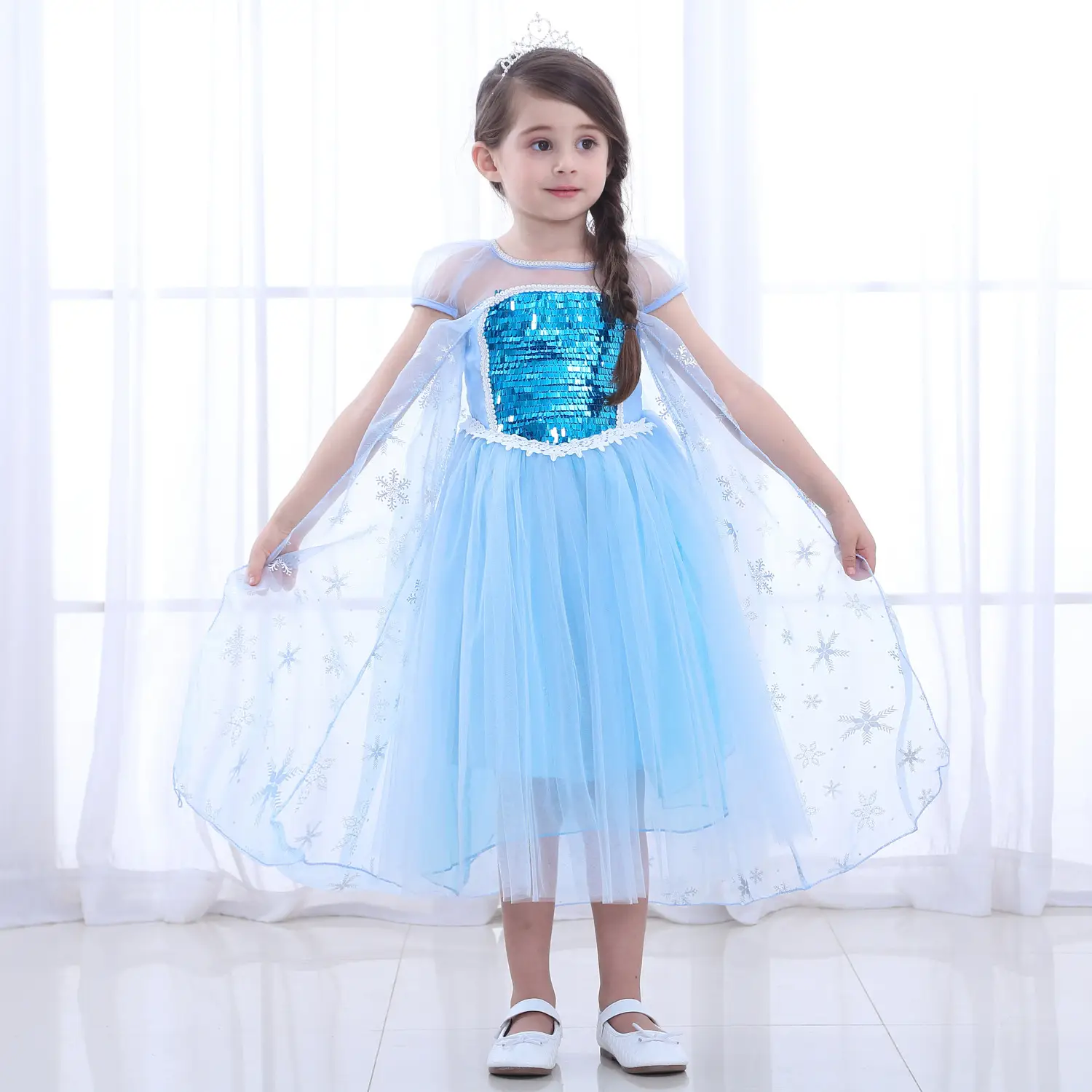 Elsa Princess Dress Puffy Gauze Blue Starry — feature 10