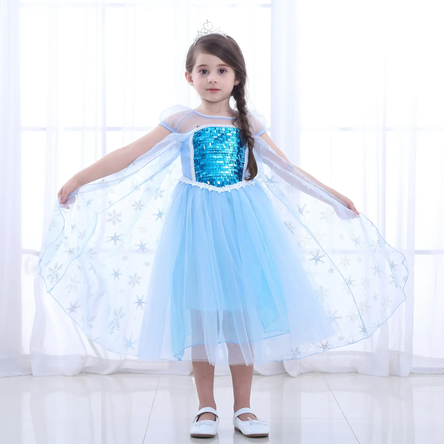 Elsa Princess Dress Puffy Gauze Blue Starry — feature 11