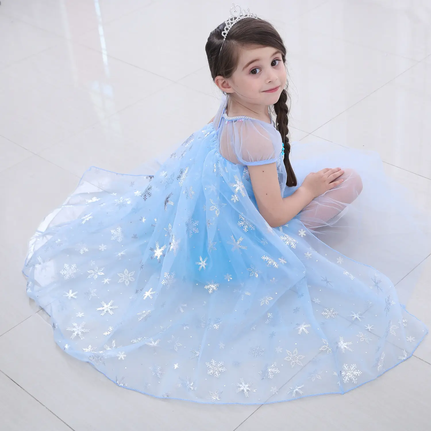 Elsa Princess Dress Puffy Gauze Blue Starry — feature 12