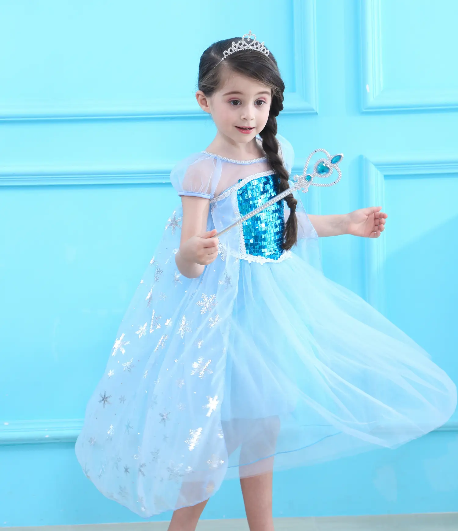Elsa Princess Dress Puffy Gauze Blue Starry — feature 14