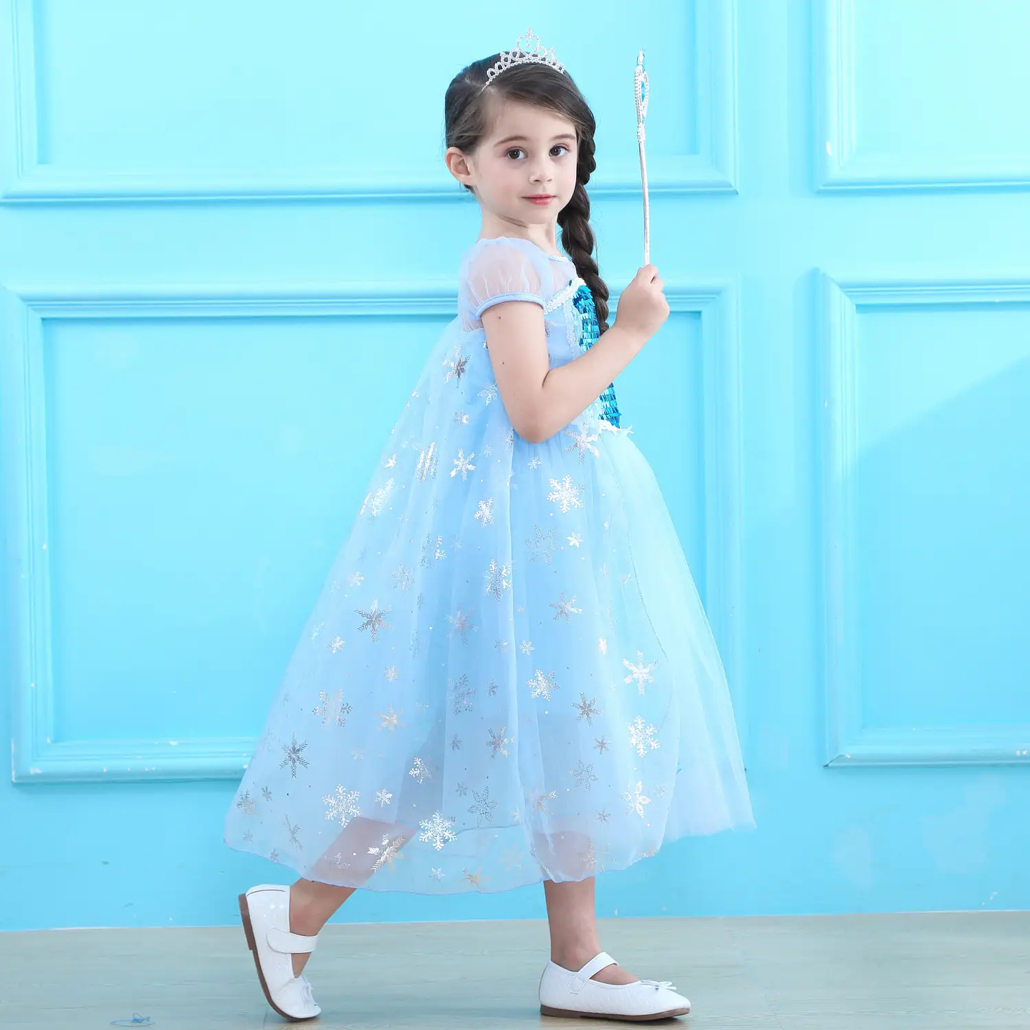 Elsa Princess Dress Puffy Gauze Blue Starry — feature 15