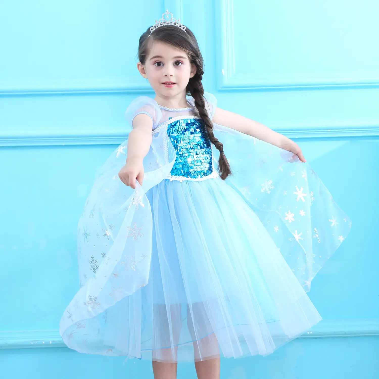 Elsa Princess Dress Puffy Gauze Blue Starry — feature 16