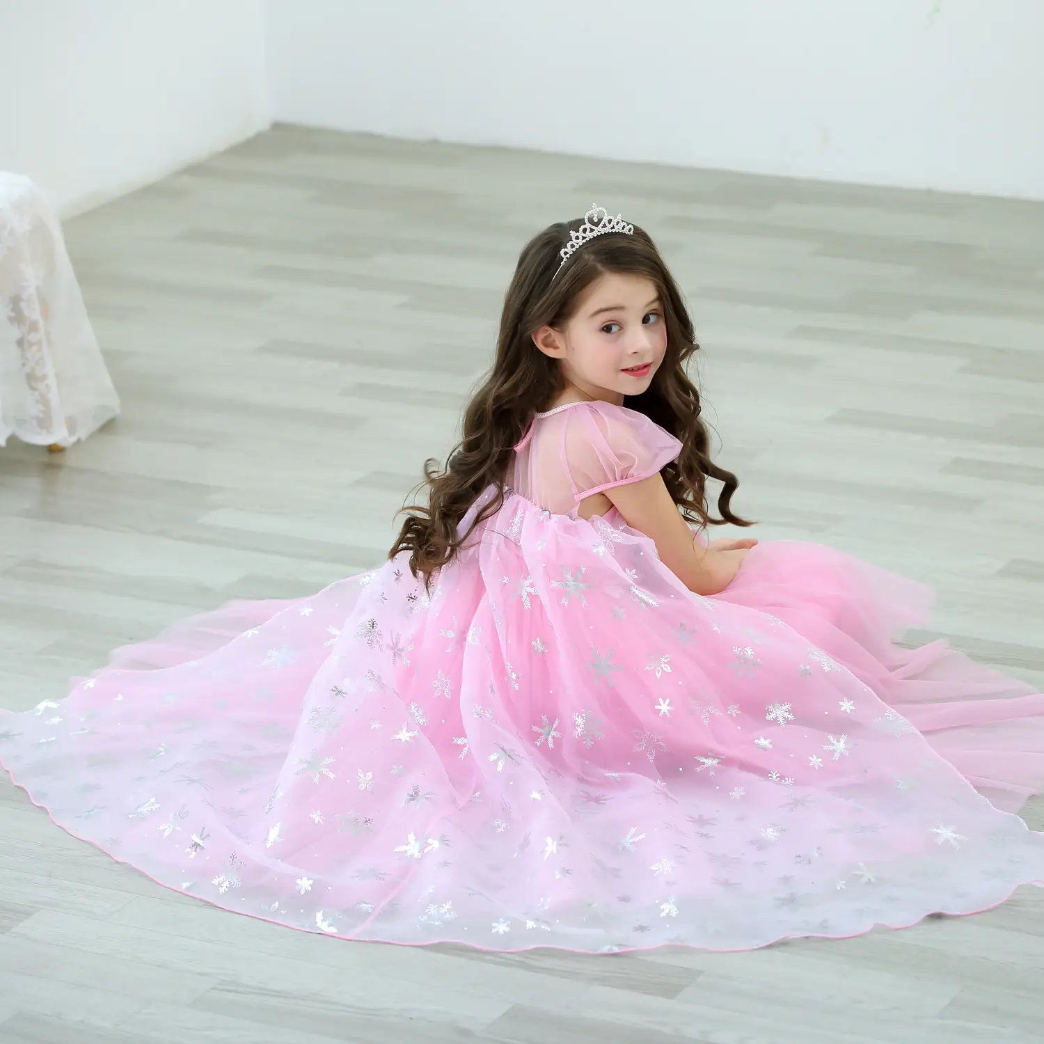 Elsa Princess Dress Puffy Gauze Blue Starry — feature 2