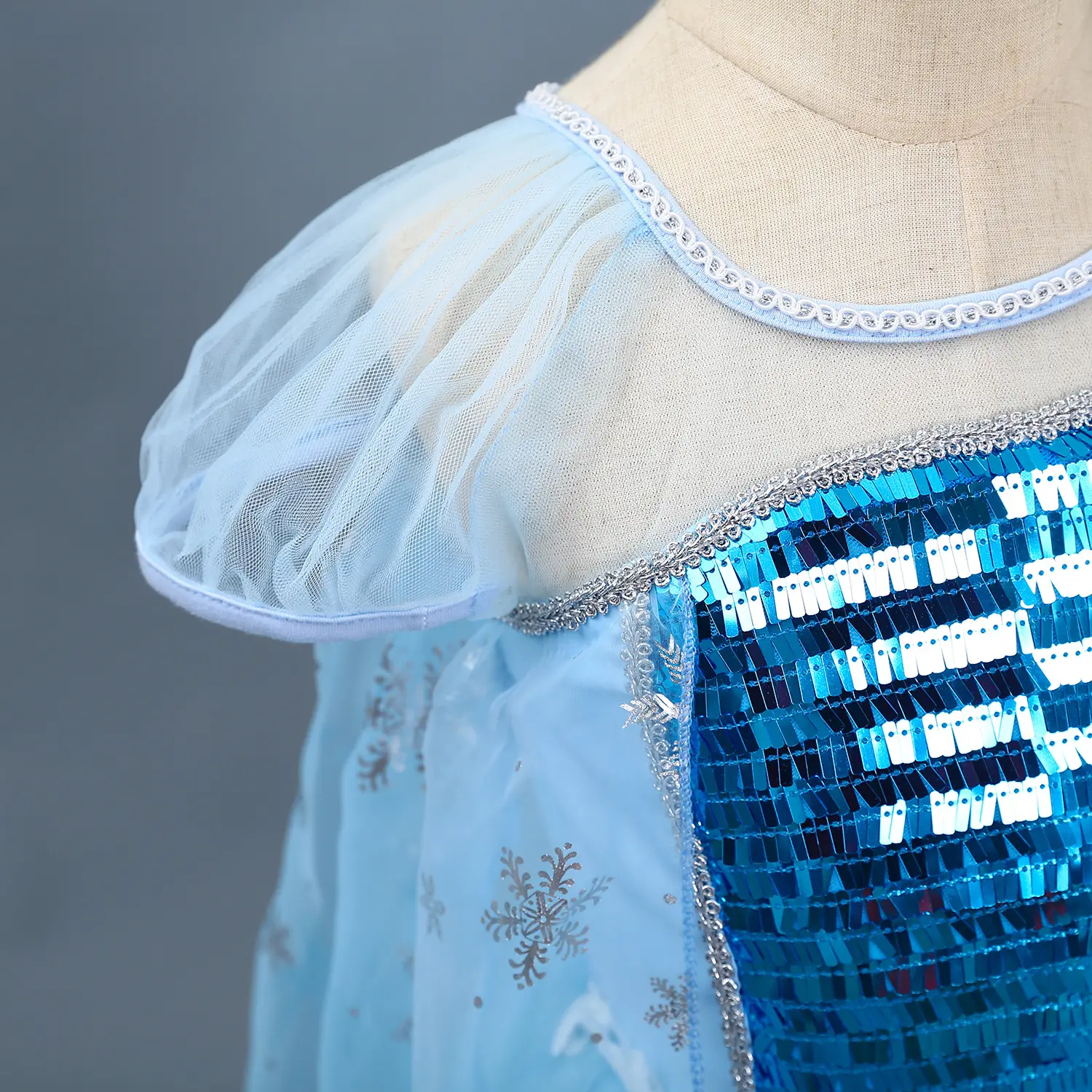 Elsa Princess Dress Puffy Gauze Blue Starry — feature 34