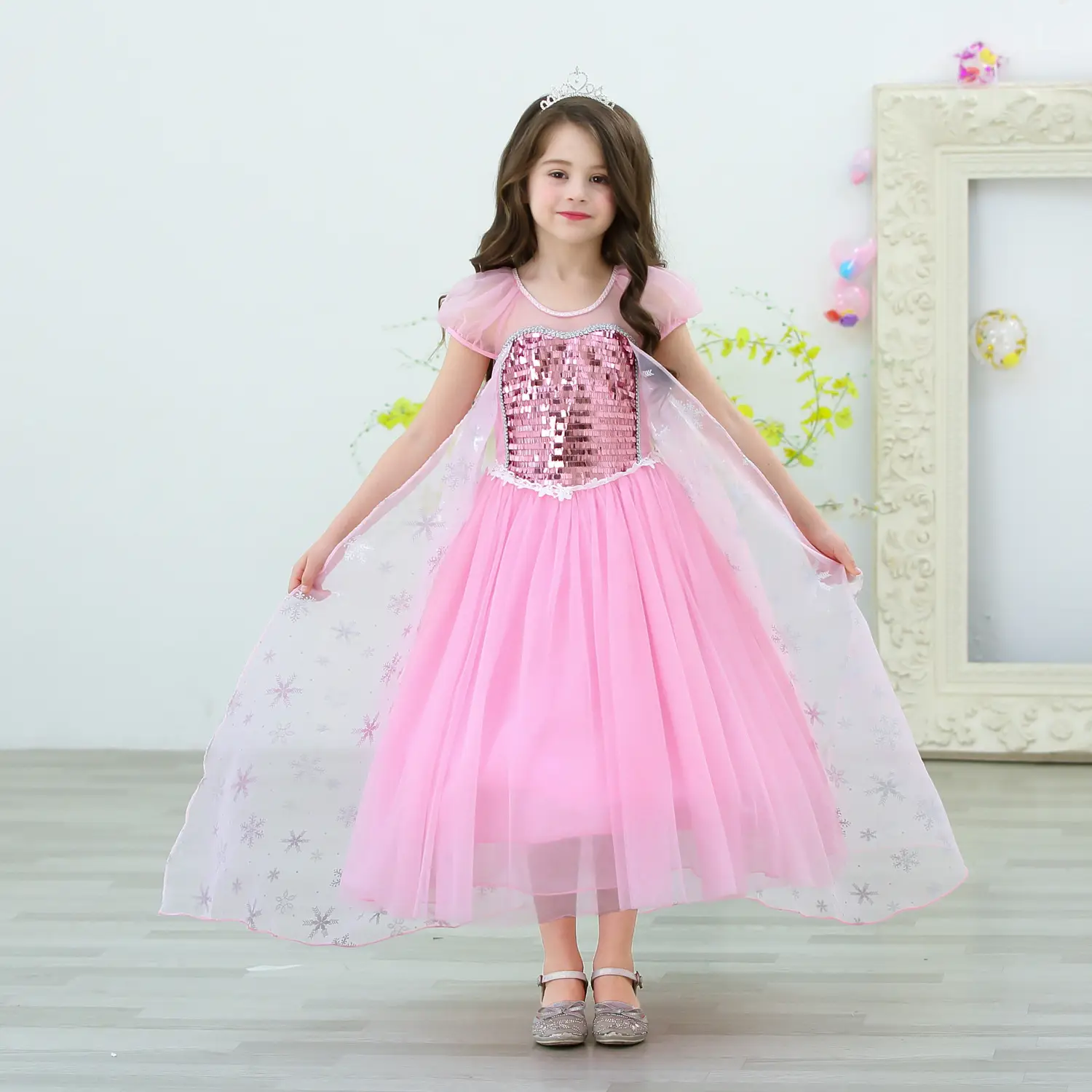 Elsa Princess Dress Puffy Gauze Blue Starry — feature 4