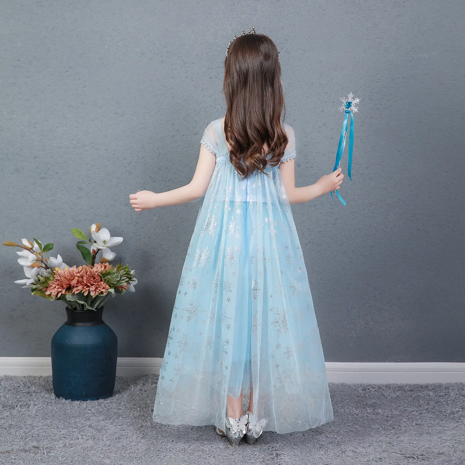 Elsa Princess Dress Puffy Gauze Blue Starry — feature 41