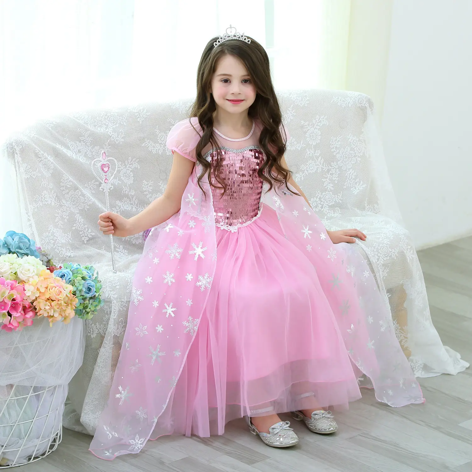 Elsa Princess Dress Puffy Gauze Blue Starry — feature 5