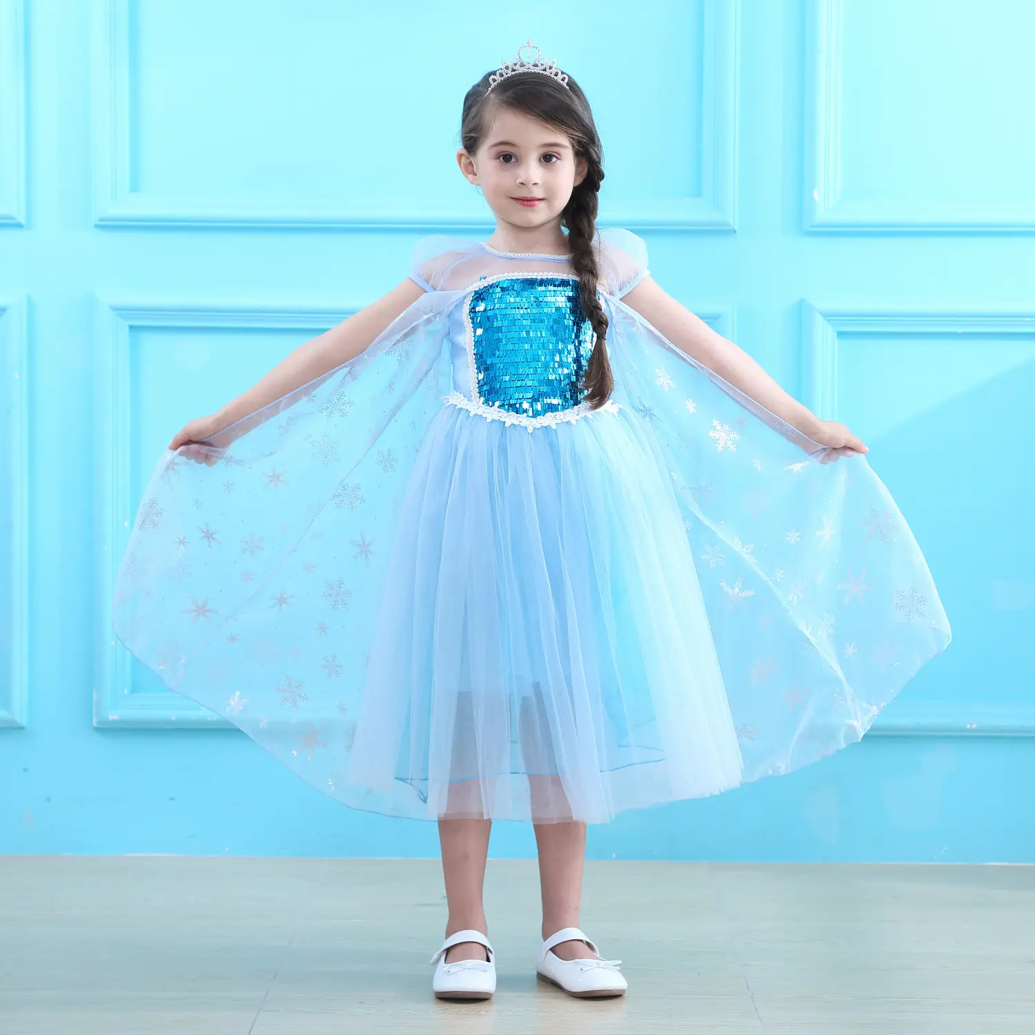Elsa Princess Dress Puffy Gauze Blue Starry — feature 7