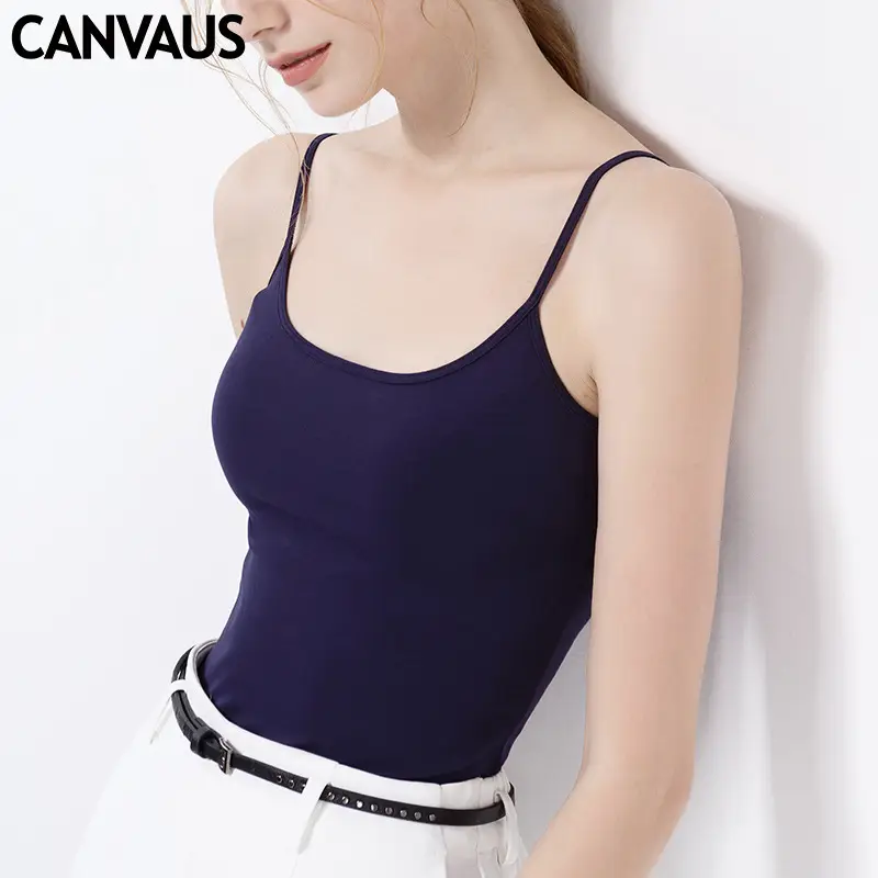 Women's Navy Cotton Tank Top Camisole - Image 7