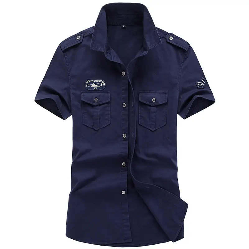 Men Air Force One Cargo Short Sleeve Shirt Black Large - Image 4