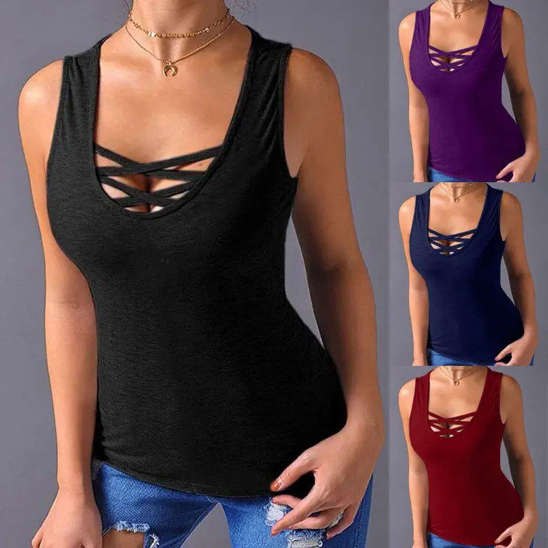 Black Strappy Sleeveless Harajuku Vest for Women