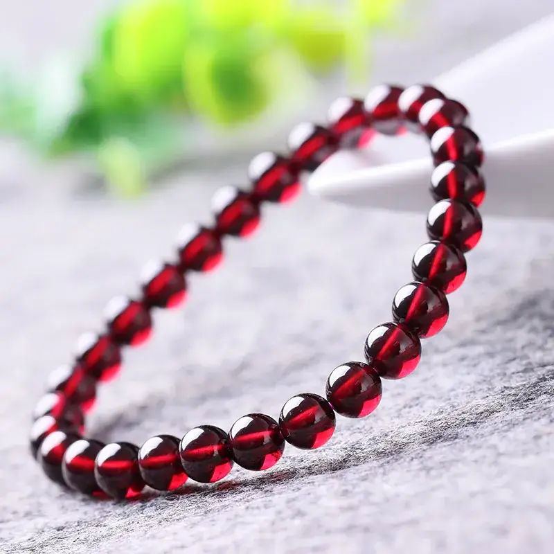 Natural Garnet Red Circle Bracelet for Women - Image 2