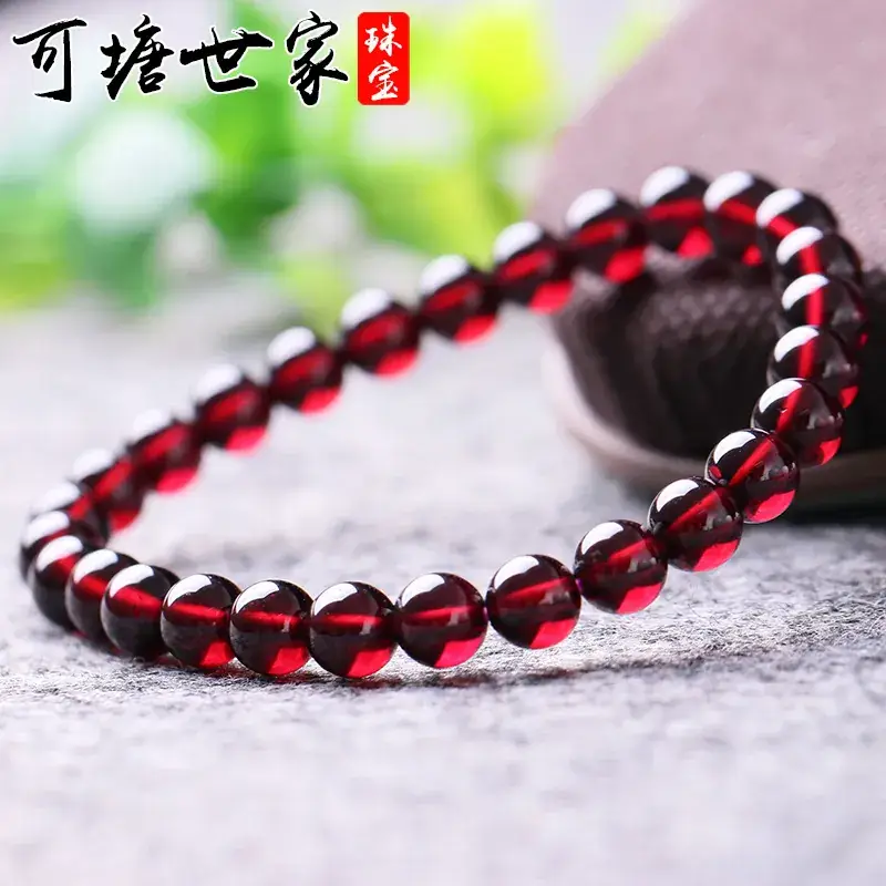Natural Garnet Red Circle Bracelet for Women