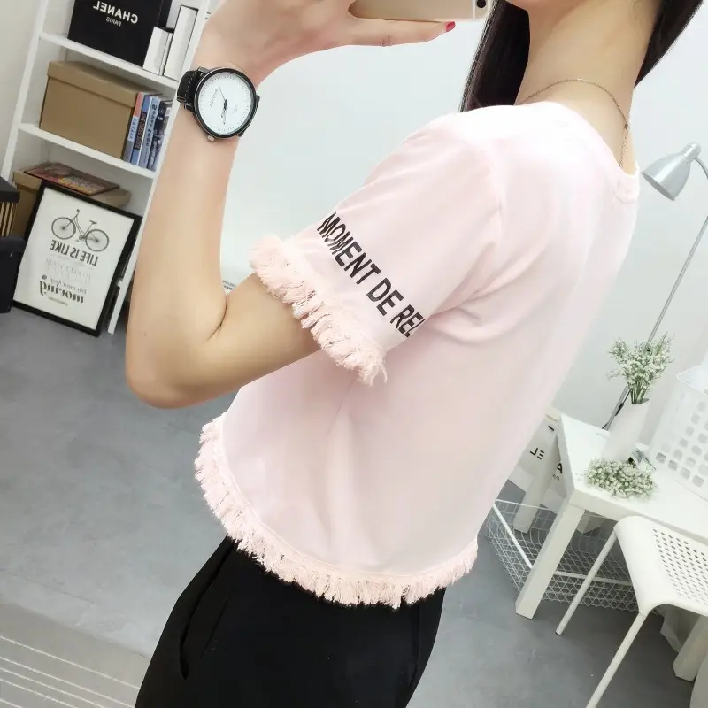 2025 Summer T-Shirt White Smiley Face Short Sleeve — feature 15