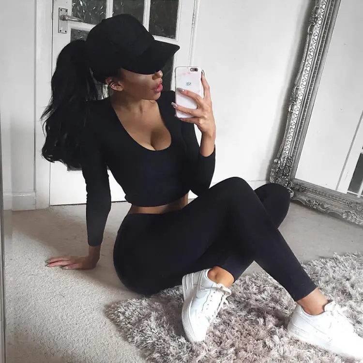 Grey Sports Two-Piece Leggings Set for Women