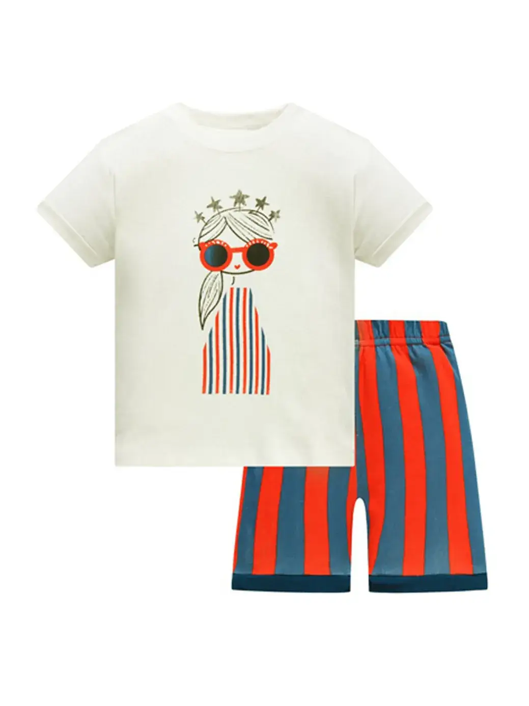 Baby Cotton Striped Shorts & T-Shirt Set - Image 12