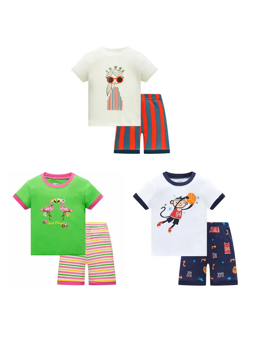 Baby Cotton Striped Shorts & T-Shirt Set