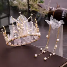 Golden Bridal Crown Baroque Flower Rhinestone Headband — feature 28