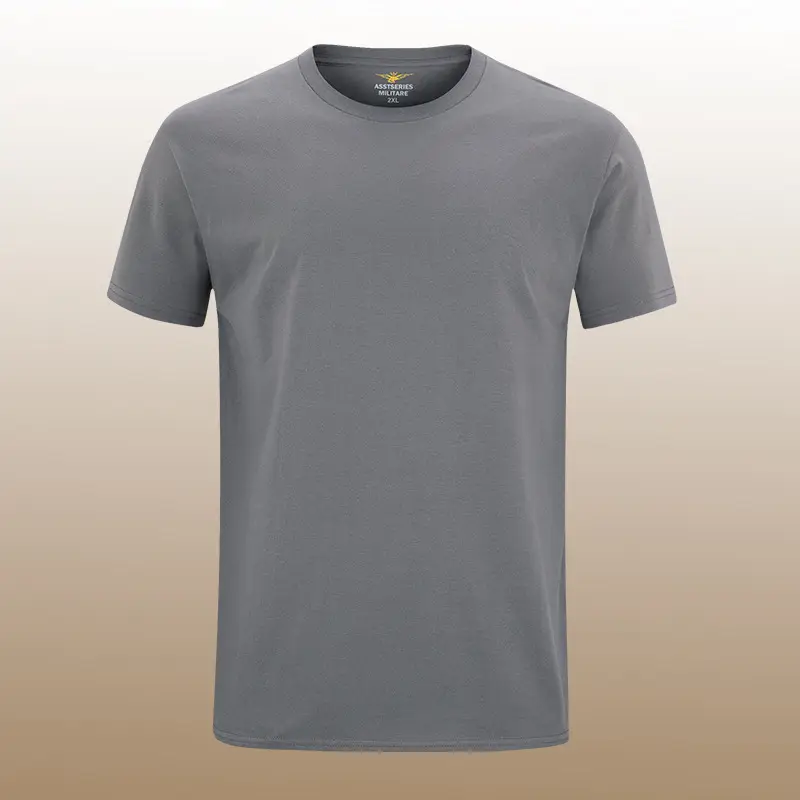 Men Grey Cotton Casual T-Shirt Large - Image 4