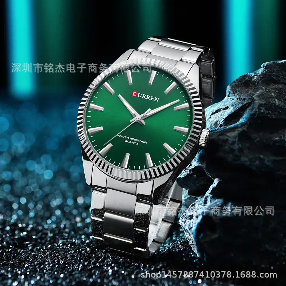 Men's Gold Quartz Watch with Steel Band - Image 7