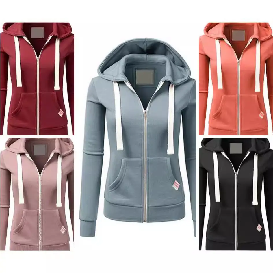 Black Full-Zip Hoodie Jacket for Women - Image 6