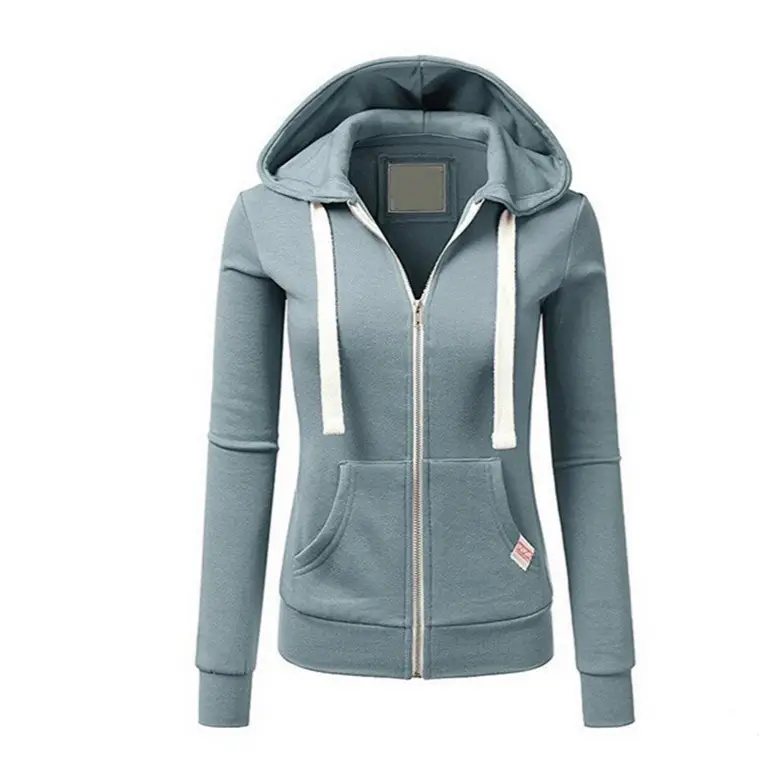 Black Full-Zip Hoodie Jacket for Women - Image 7