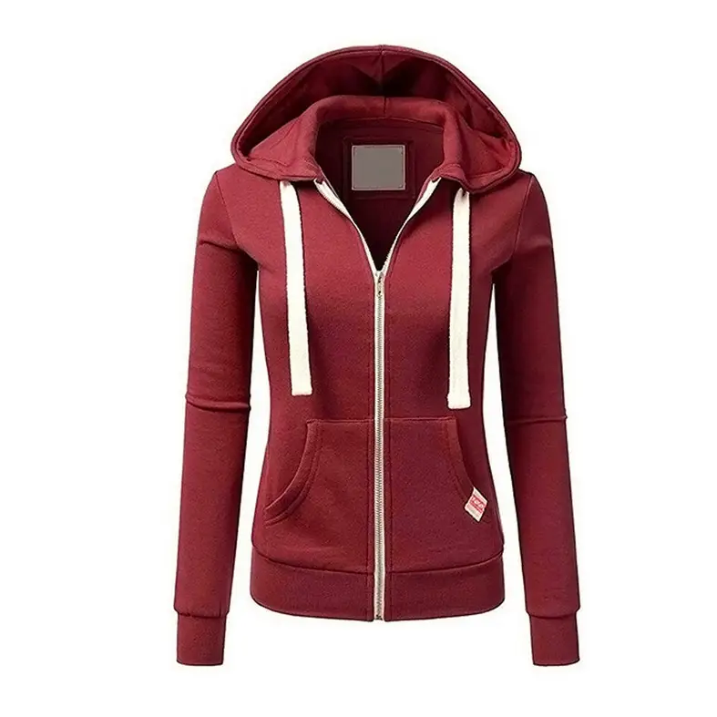Black Full-Zip Hoodie Jacket for Women - Image 8
