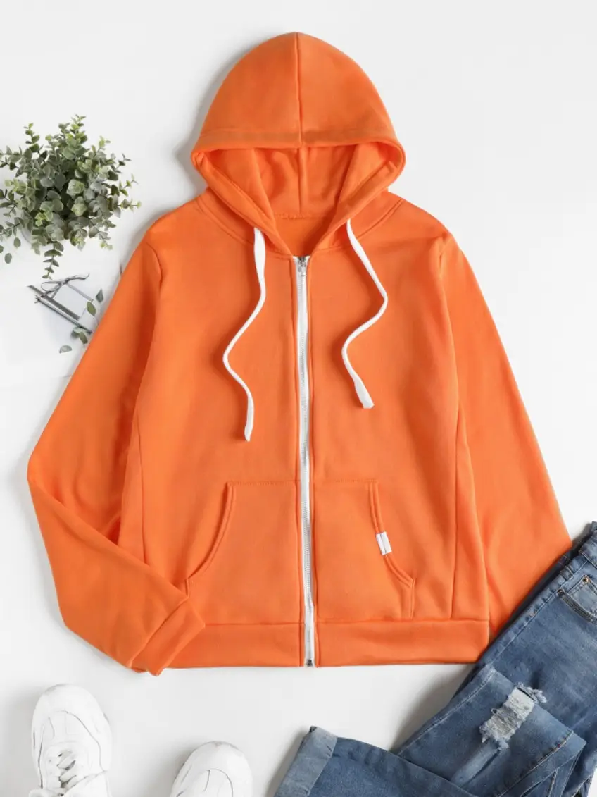 Black Full-Zip Hoodie Jacket for Women - Image 4