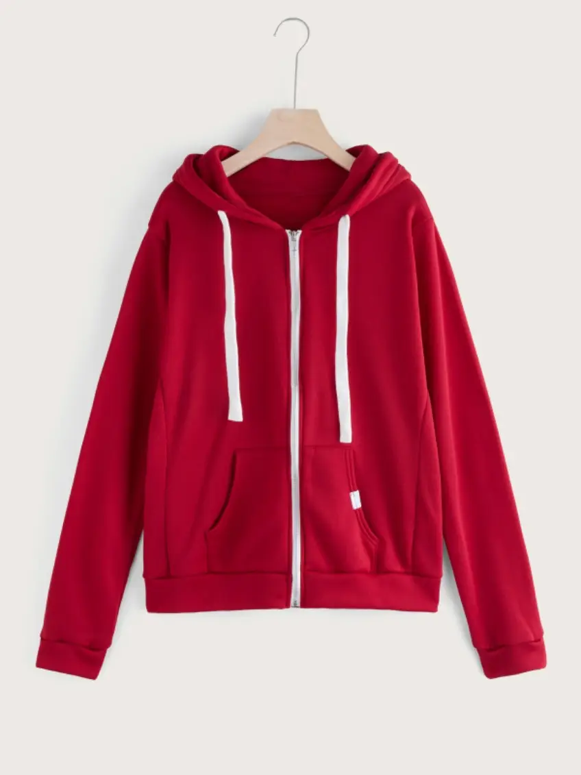 Black Full-Zip Hoodie Jacket for Women - Image 5