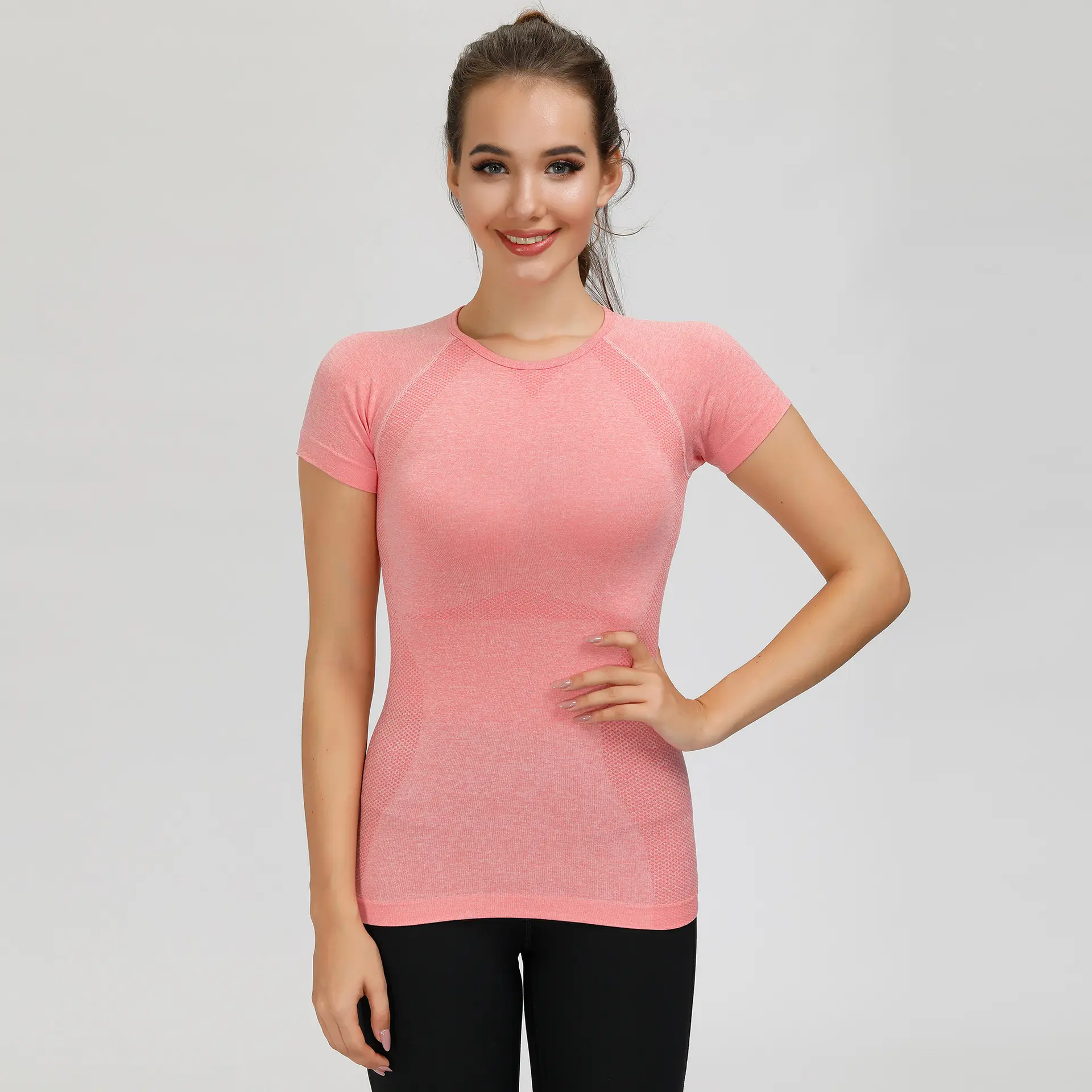 Women's 2018 Cross-border Fitness T-shirt Light Purple