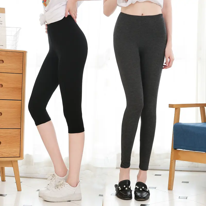 Dark Heather Gray Half Length Leggings for Women - Image 38