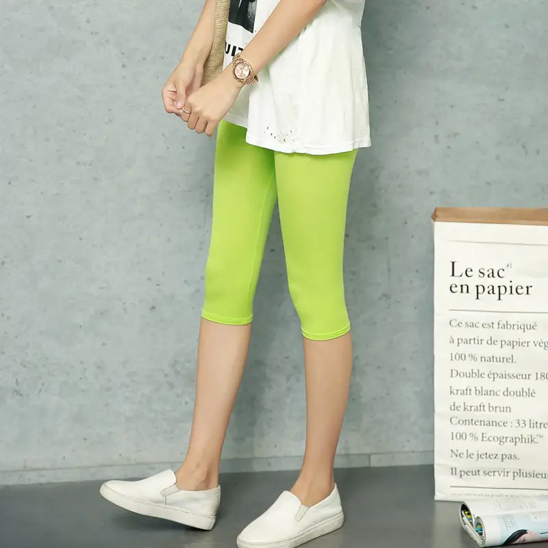 Dark Heather Gray Half Length Leggings for Women - Image 35