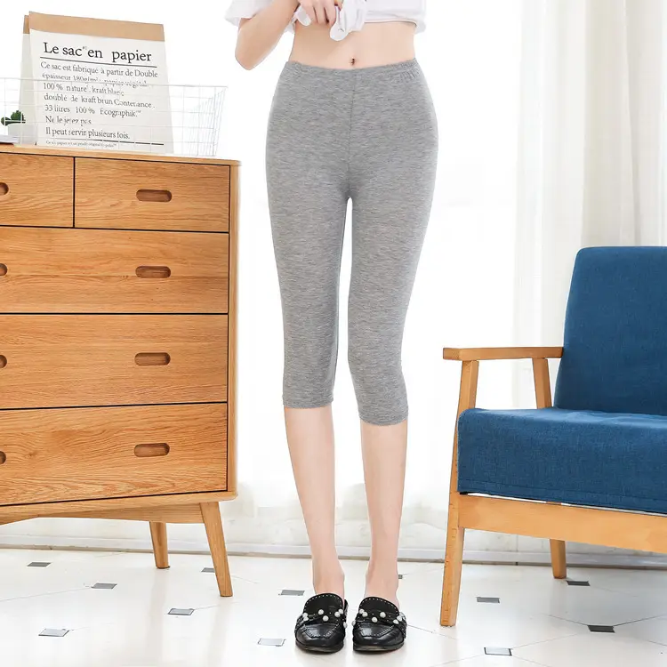 Dark Heather Gray Half Length Leggings for Women - Image 16