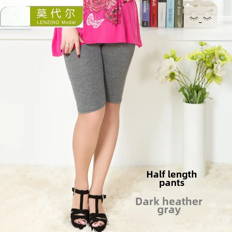 Dark Heather Gray Half Length Leggings for Women - Image 18