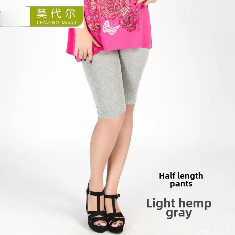 Dark Heather Gray Half Length Leggings for Women - Image 19