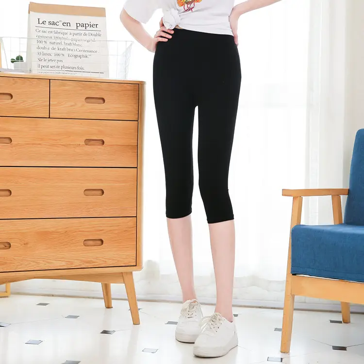 Dark Heather Gray Half Length Leggings for Women - Image 6