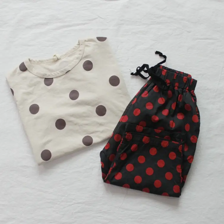 Kids Polka Dot Cotton T-Shirt Green Round Neck - Image 6