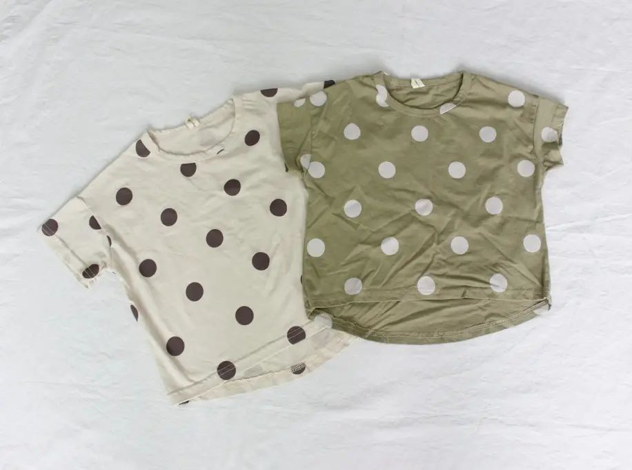 Kids Polka Dot Cotton T-Shirt Green Round Neck — feature 14