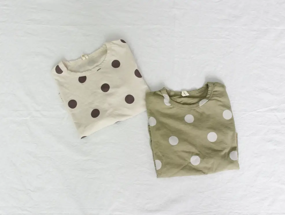 Kids Polka Dot Cotton T-Shirt Green Round Neck — feature 15