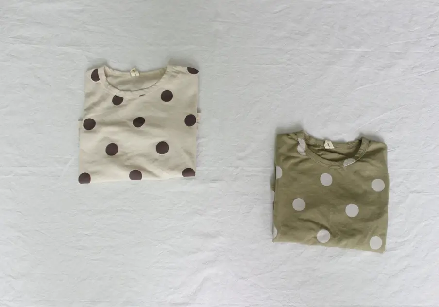 Kids Polka Dot Cotton T-Shirt Green Round Neck — feature 16