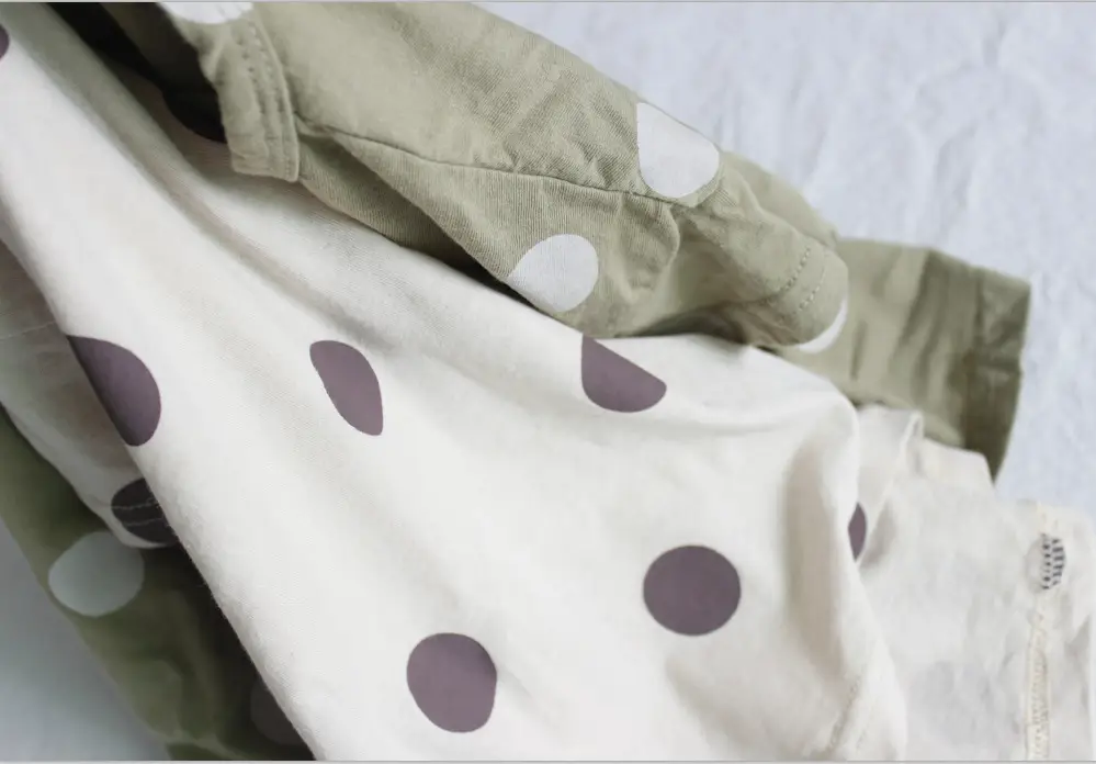Kids Polka Dot Cotton T-Shirt Green Round Neck — feature 25