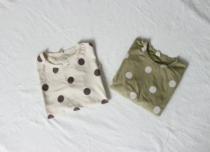 Kids Polka Dot Cotton T-Shirt Green Round Neck — feature 28