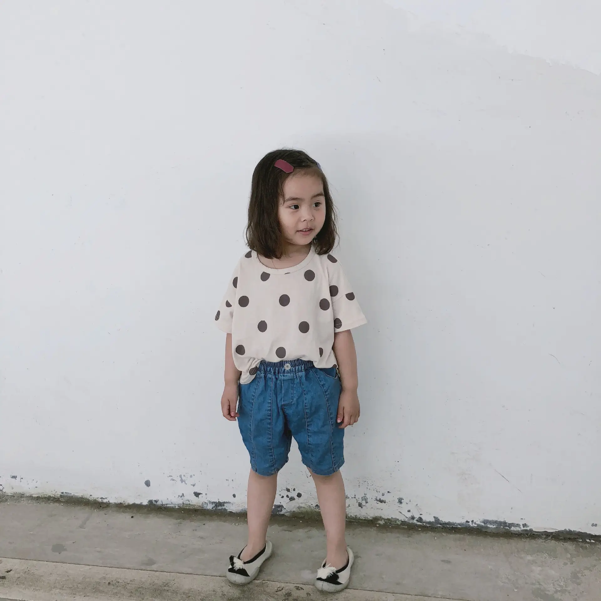 Kids Polka Dot Cotton T-Shirt Green Round Neck — feature 6