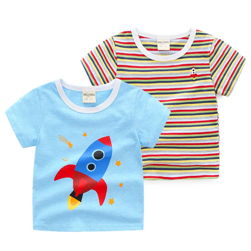 2025 Boys T-Shirt Set Striped Rocket Blue - Image 4