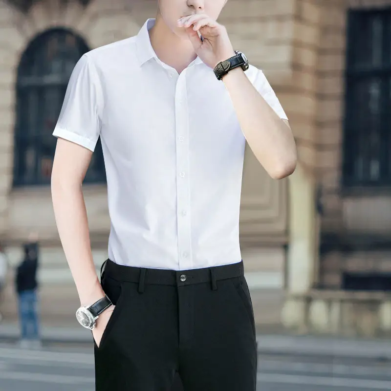 Men's Light Blue Korean Style Slim Fit Shirt