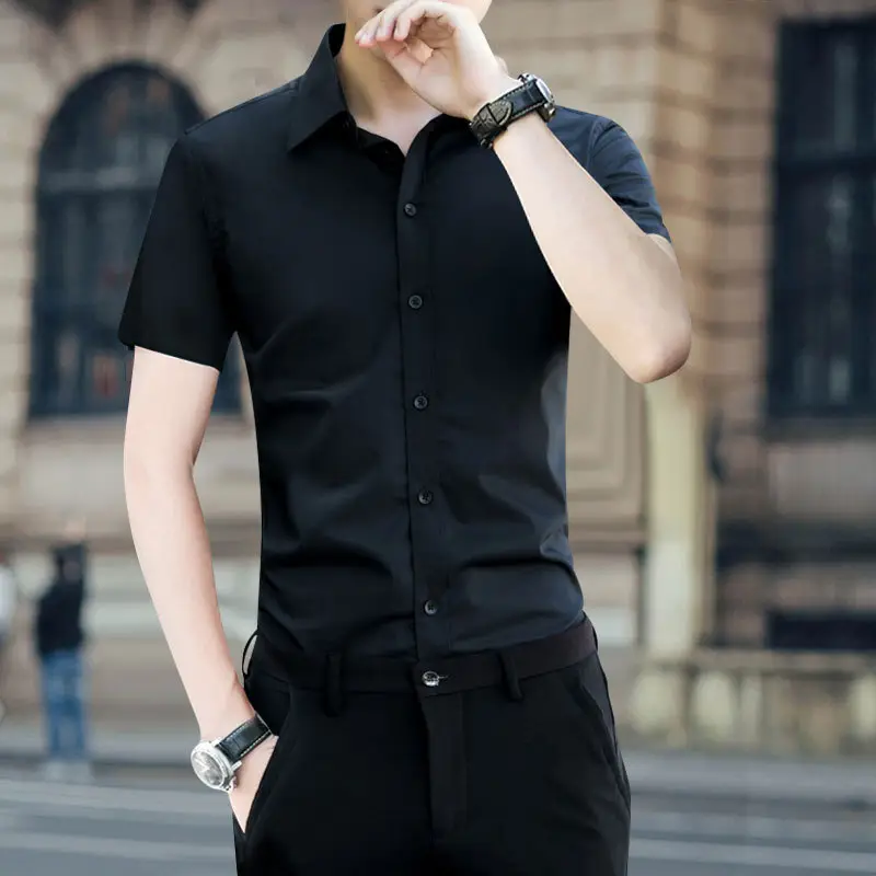 Men's Light Blue Korean Style Slim Fit Shirt - Image 9