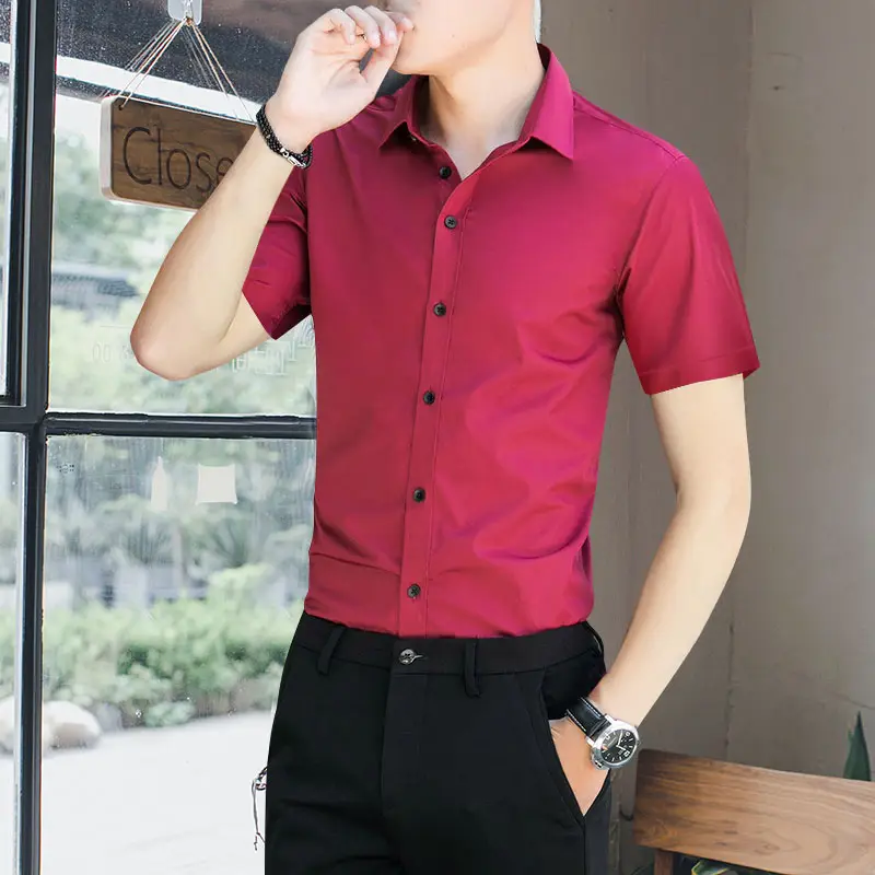 Men's Light Blue Korean Style Slim Fit Shirt - Image 11