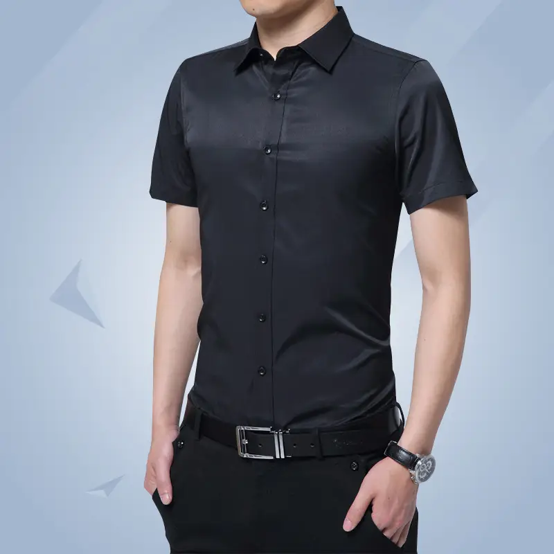 Men's Light Blue Korean Style Slim Fit Shirt - Image 2