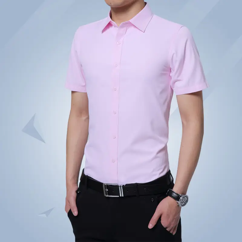 Men's Light Blue Korean Style Slim Fit Shirt - Image 3