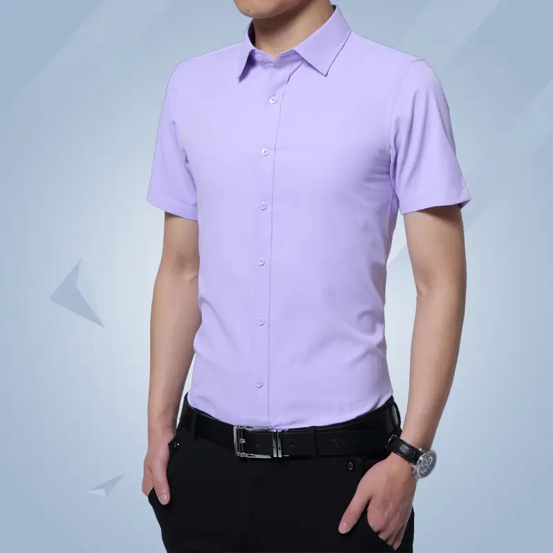 Men's Light Blue Korean Style Slim Fit Shirt - Image 4